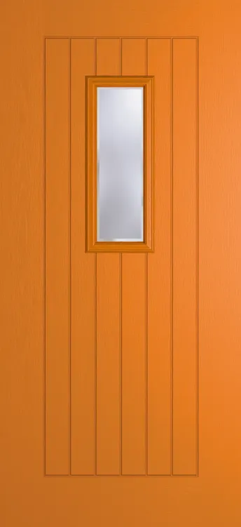 Milan 609 composite door in Clementine with Kensington glass