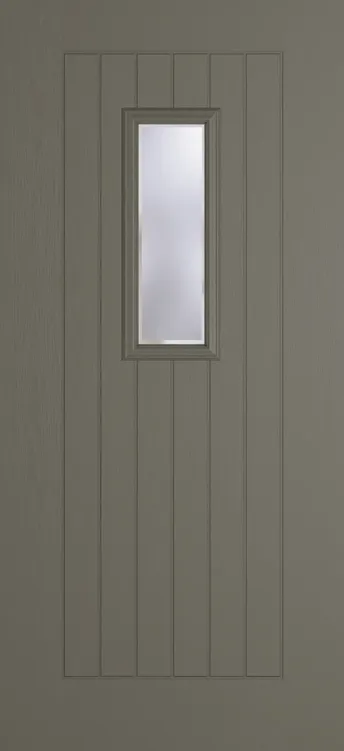 Milan 609 composite door in Dolphin Grey with Kensington glass