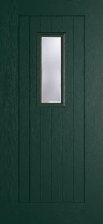 Milan 609 composite door in Green with Kensington glass