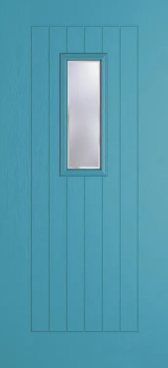 Milan 609 composite door in Light Blue with Kensington glass