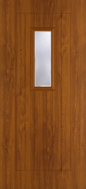 Milan 609 composite door in Light Oak with Kensington glass