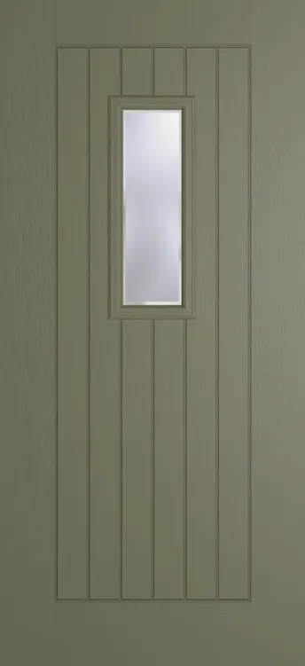 Milan 609 composite door in Olive Grey with Kensington glass