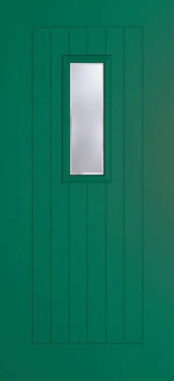 Milan 609 composite door in Opal Green with Kensington glass