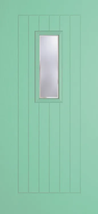 Milan 609 composite door in Pastel Turquoise with Kensington glass