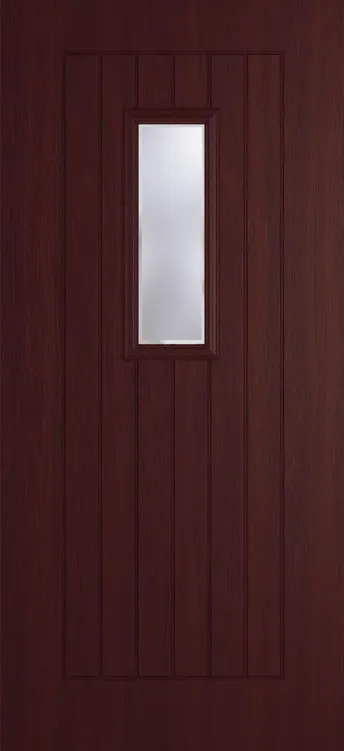 Milan 609 composite door in Rosewood with Kensington glass