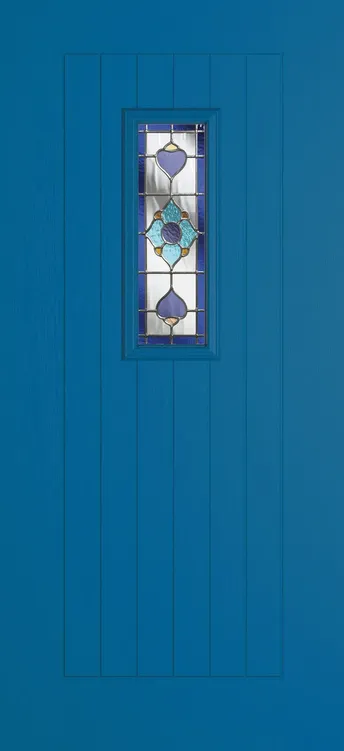 Milan 609 composite door in Signal Blue with Dorchester Blue glass