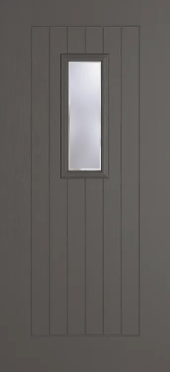 Milan 609 composite door in Slate Grey with Kensington glass