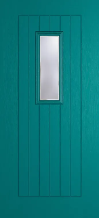 Milan 609 composite door in Teal with Kensington glass