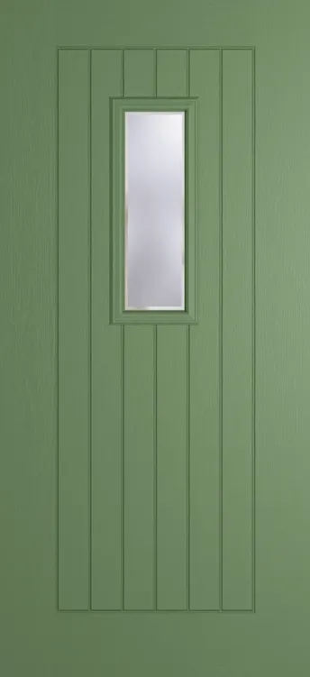 Milan 609 composite door in Woodland Green with Kensington glass