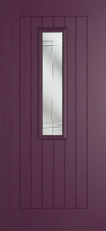 Milan 912 composite door in Aubergine with Linear glass