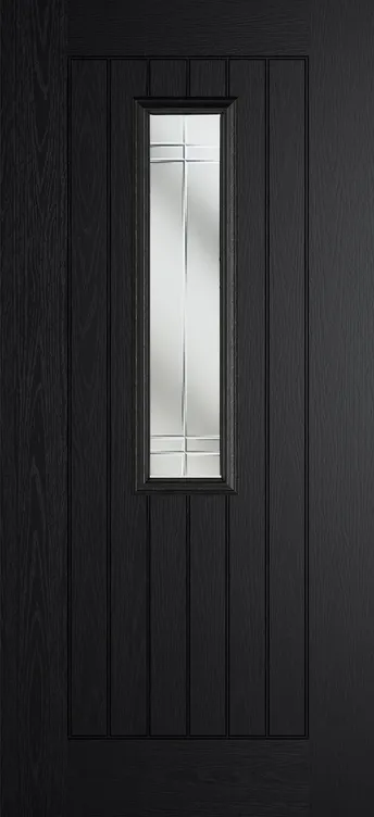 Milan 912 composite door in Black with Linear glass