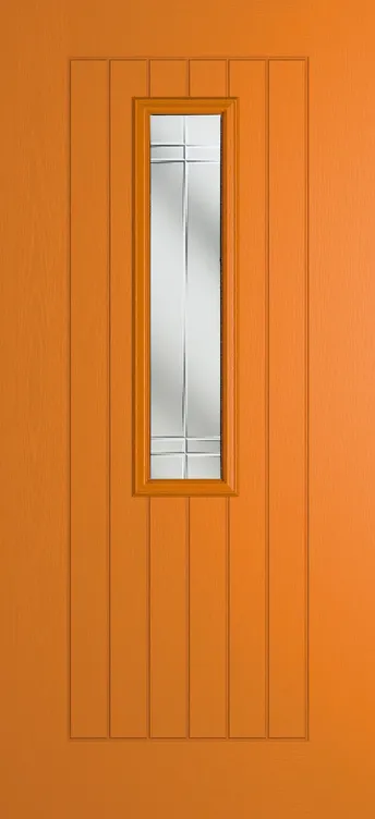 Milan 912 composite door in Clementine with Linear glass