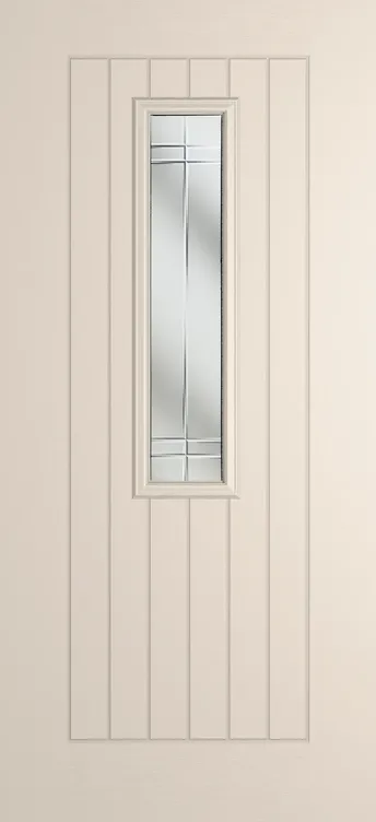 Milan 912 composite door in Cream with Linear glass