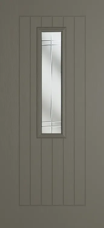 Milan 912 composite door in Dolphin Grey with Linear glass