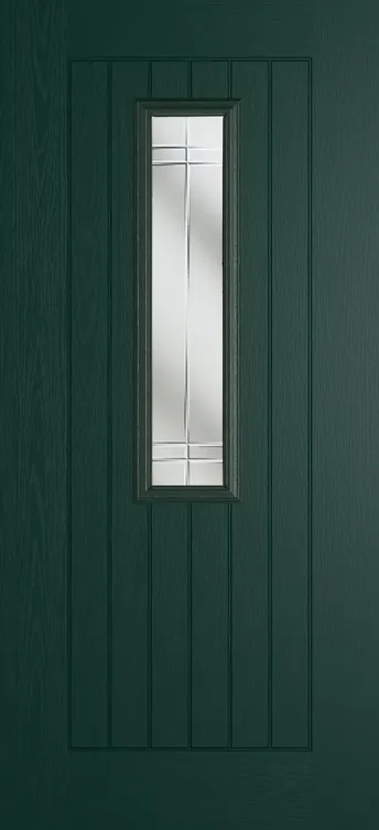 Milan 912 composite door in Green with Linear glass