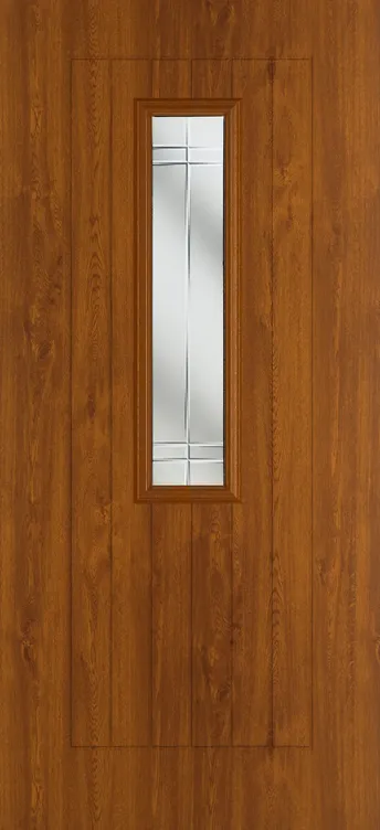 Milan 912 composite door in Light Oak with Linear glass