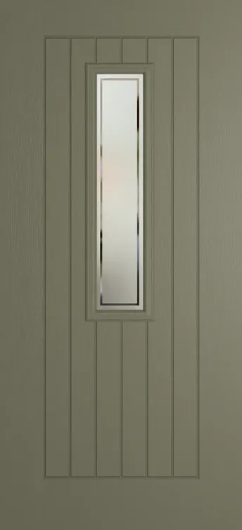 Milan 912 composite door in Olive Grey with Victorian Border glass