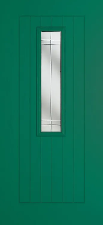 Milan 912 composite door in Opal Green with Linear glass