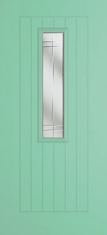 Milan 912 composite door in Pastel Turquoise with Linear glass