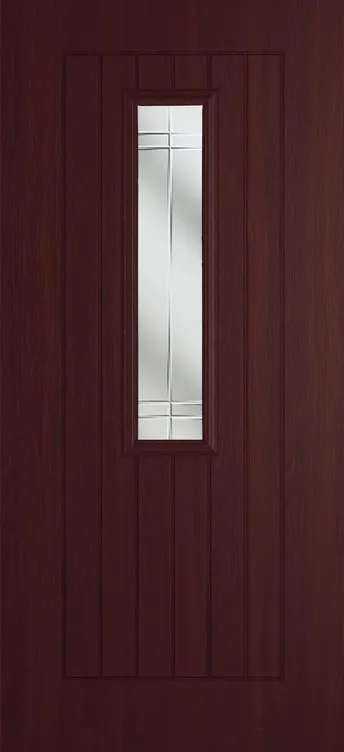 Milan 912 composite door in Rosewood with Linear glass