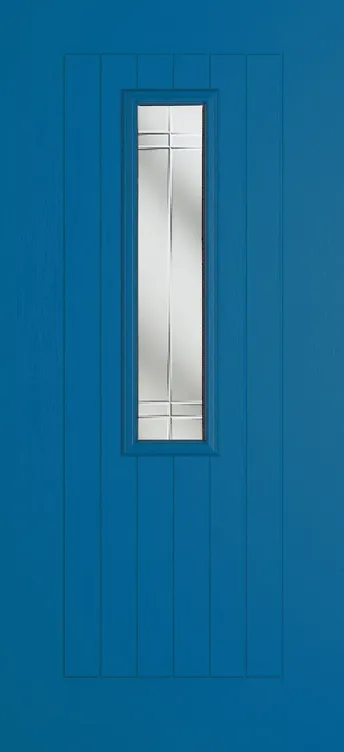 Milan 912 composite door in Signal Blue with Linear glass