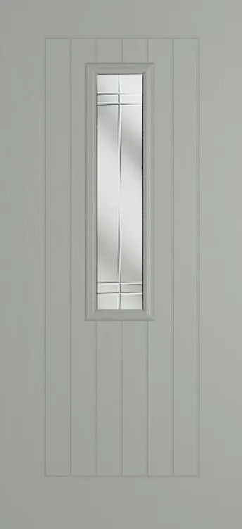 Milan 912 composite door in Silver Grey with Linear glass