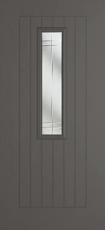 Milan 912 composite door in Slate Grey with Linear glass