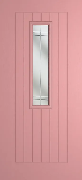 Milan 912 composite door in Sweet Pink with Linear glass