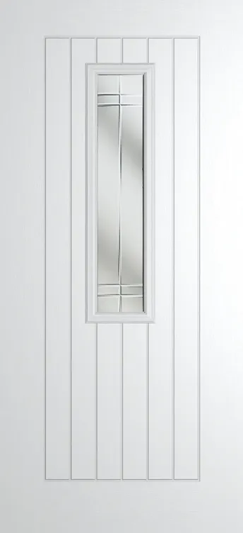 Milan 912 composite door in White with Linear glass