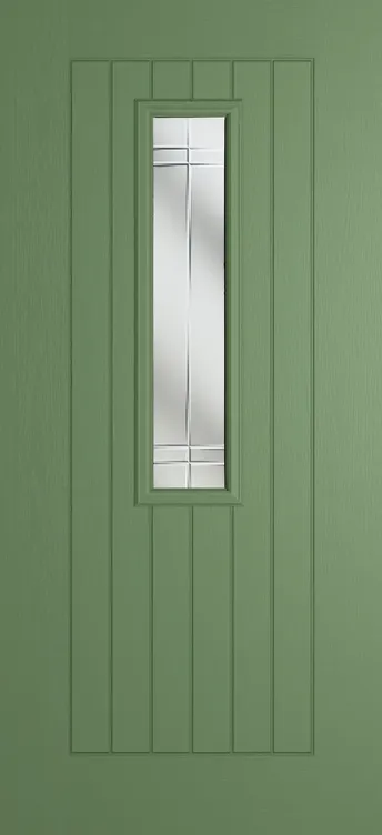 Milan 912 composite door in Woodland Green with Linear glass