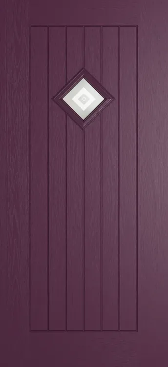 Oslo 1 composite door in Aubergine with Greenwich glass