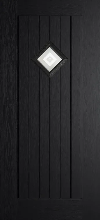 Oslo 1 composite door in Black with Greenwich glass