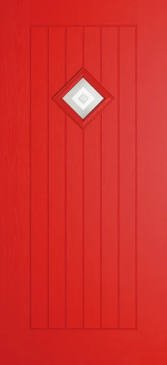 Oslo 1 composite door in Candy Red with Greenwich glass