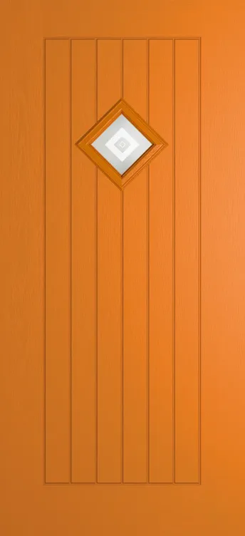 Oslo 1 composite door in Clementine with Greenwich glass
