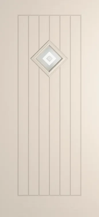 Oslo 1 composite door in Cream with Greenwich glass