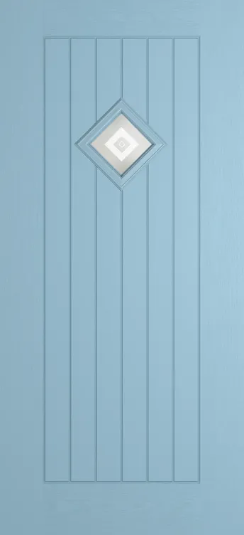 Oslo 1 composite door in Duck Egg Blue with Greenwich glass