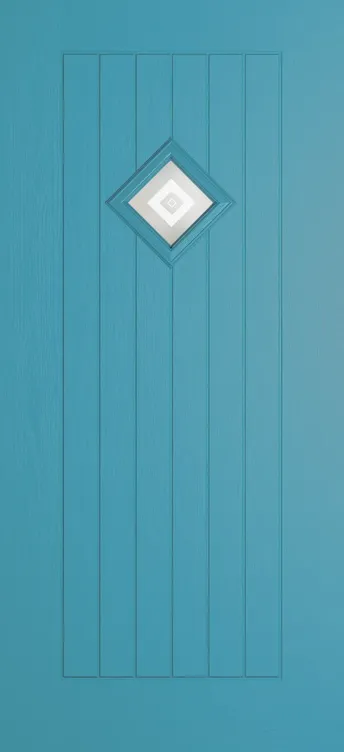 Oslo 1 composite door in Light Blue with Greenwich glass