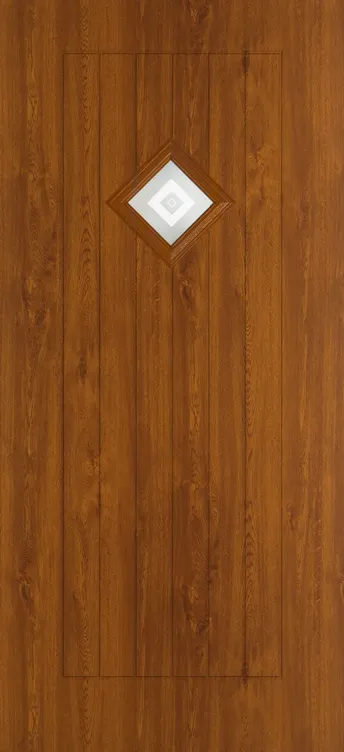 Oslo 1 composite door in Light Oak with Greenwich glass