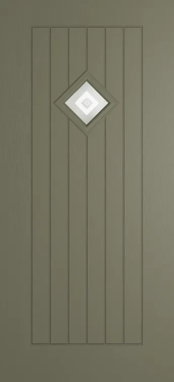 Oslo 1 composite door in Olive Grey with Greenwich glass