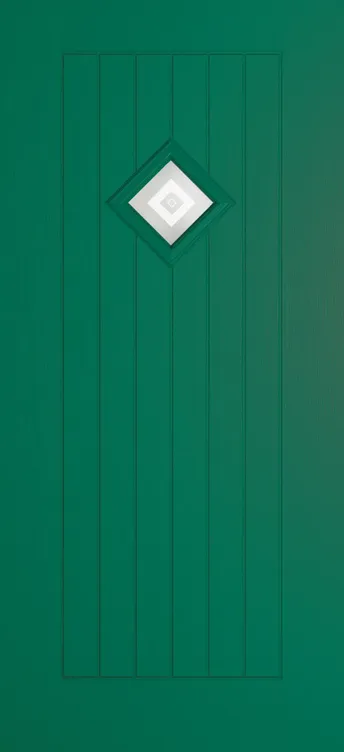 Oslo 1 composite door in Opal Green with Greenwich glass