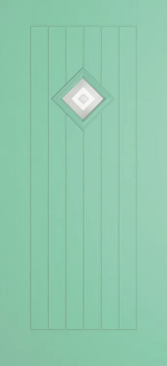 Oslo 1 composite door in Pastel Turquoise with Greenwich glass