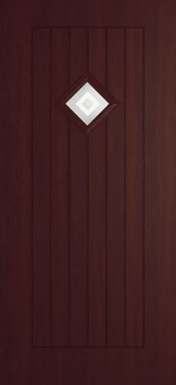 Oslo 1 composite door in Rosewood with Greenwich glass