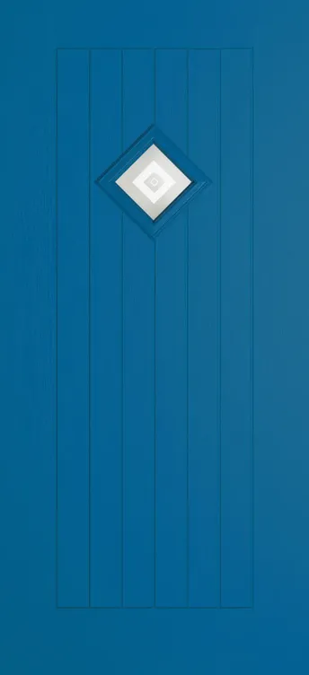 Oslo 1 composite door in Signal Blue with Greenwich glass