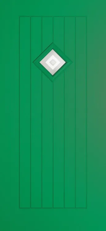 Oslo 1 composite door in Signal Green with Greenwich glass