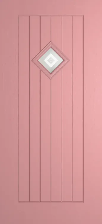 Oslo 1 composite door in Sweet Pink with Greenwich glass
