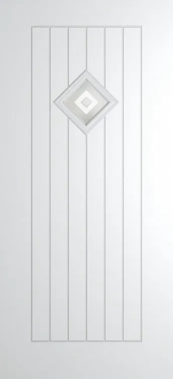 Oslo 1 composite door in White with Greenwich glass