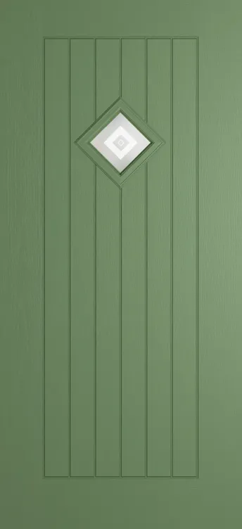 Oslo 1 composite door in Woodland Green with Greenwich glass