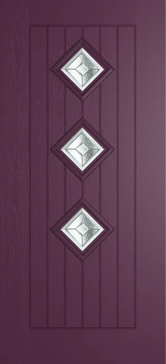 Oslo 3 composite door in Aubergine with Simplicity glass