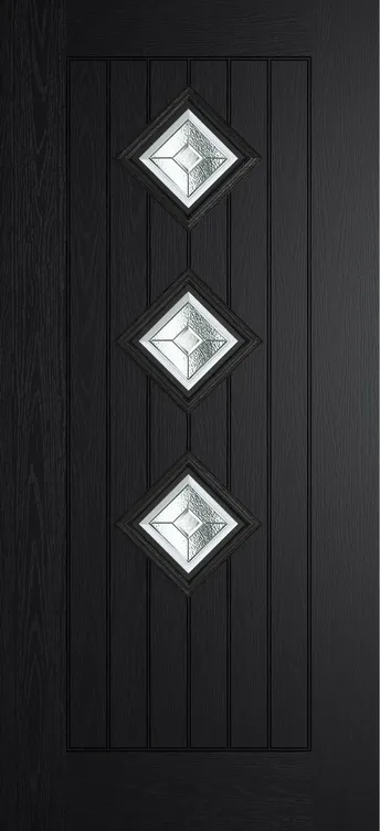 Oslo 3 composite door in Black with Simplicity glass
