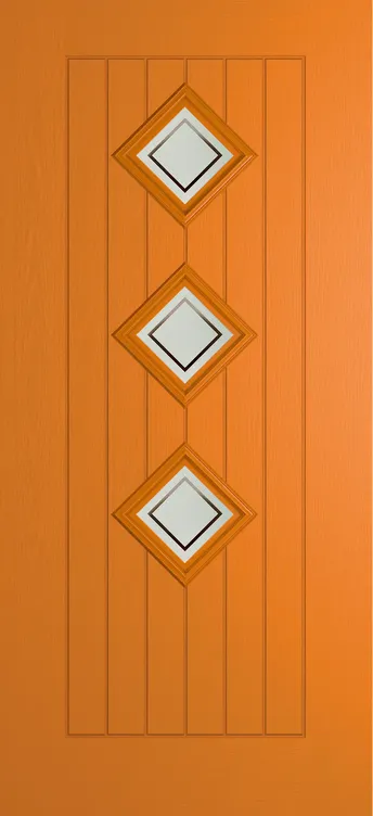 Oslo 3 composite door in Clementine with Victorian Border glass